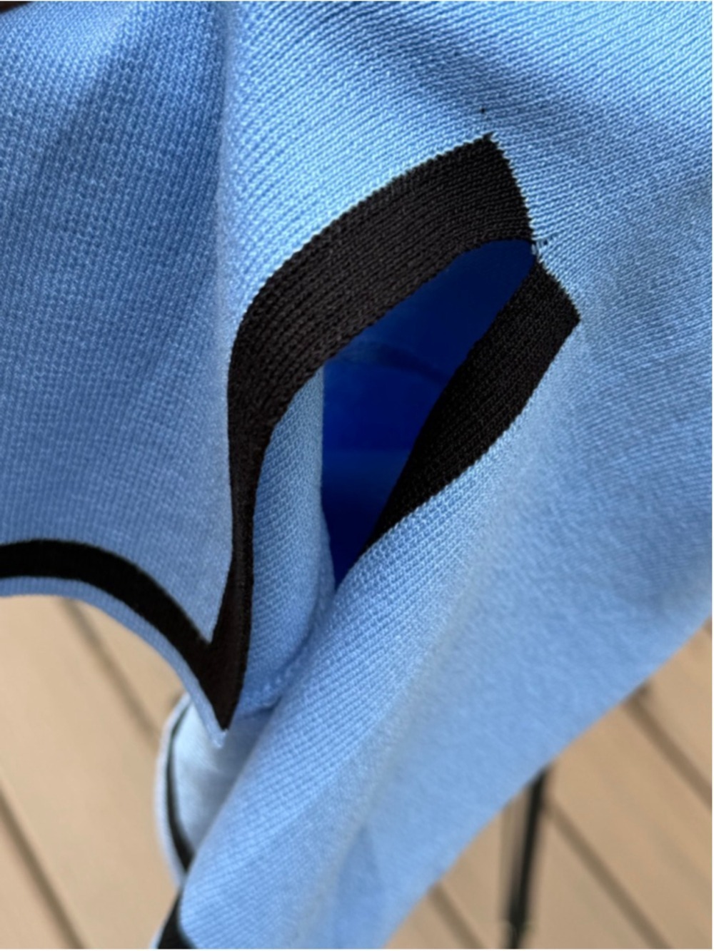 Light Blue Wide Leg Pants with Dark Blue Trim - Picture 2 of 3